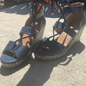 Comfortview Navy Strapped Wedge